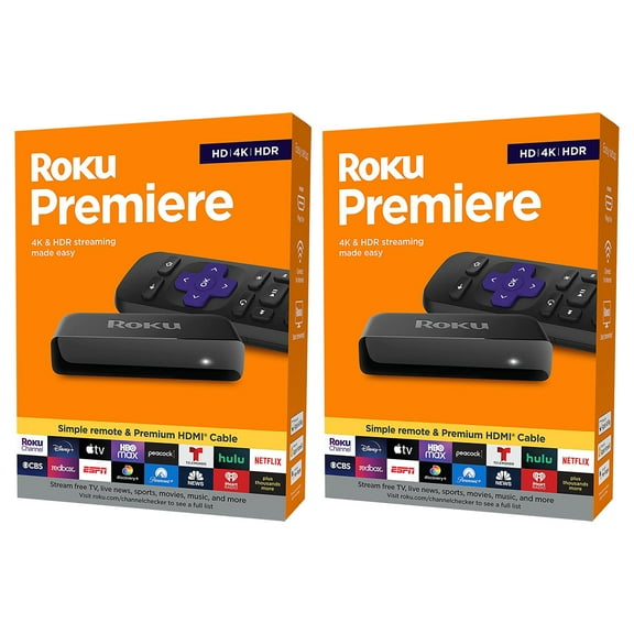 Roku 2 Pack Premiere HD 4K HDR Streaming Media Player with Simple Remote and Premium HDMI Cable