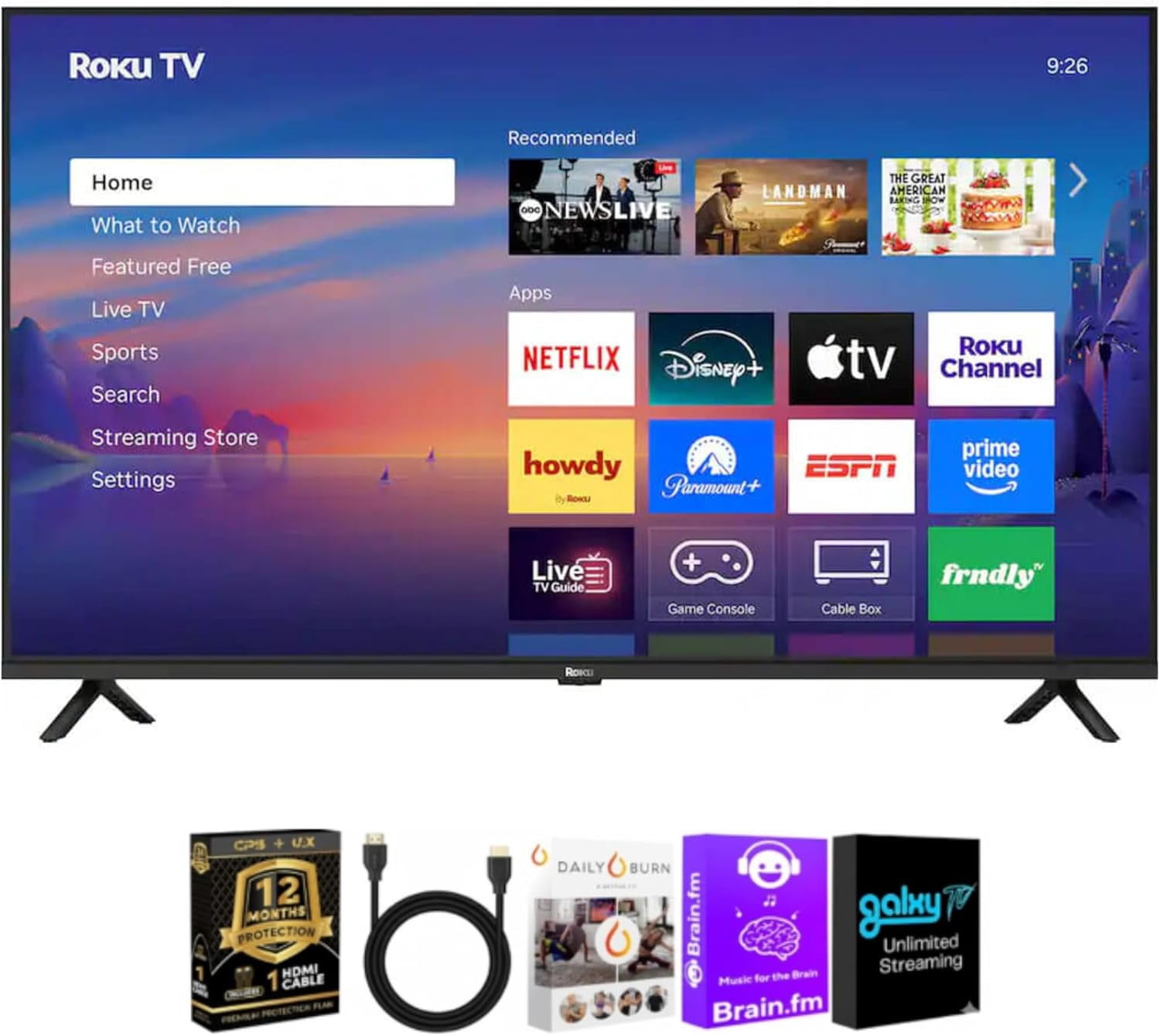 Roku 43 Inch Class Select Series 4K LED Smart TV Smart TV HDR Streaming Television WiFi Voice Remote HDMI Cable Streaming Bundle 12 Month CPS Protection Plan Home at Walmart