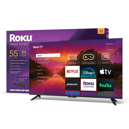 Roku Smart TV – 55-Inch Select Series 4K HDR RokuTV with Roku Enhanced Voice Remote, Brilliant 4K Picture, Automatic Brightness, & Seamless Streaming – Live Local News, Sports, Family Entertainment