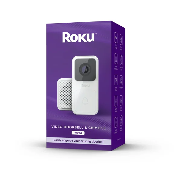 Roku DS1000R Smart Home Video Doorbell & Chime SE (Wired)(1-Pack) with Motion & Sound Detection - Voice Controlled White