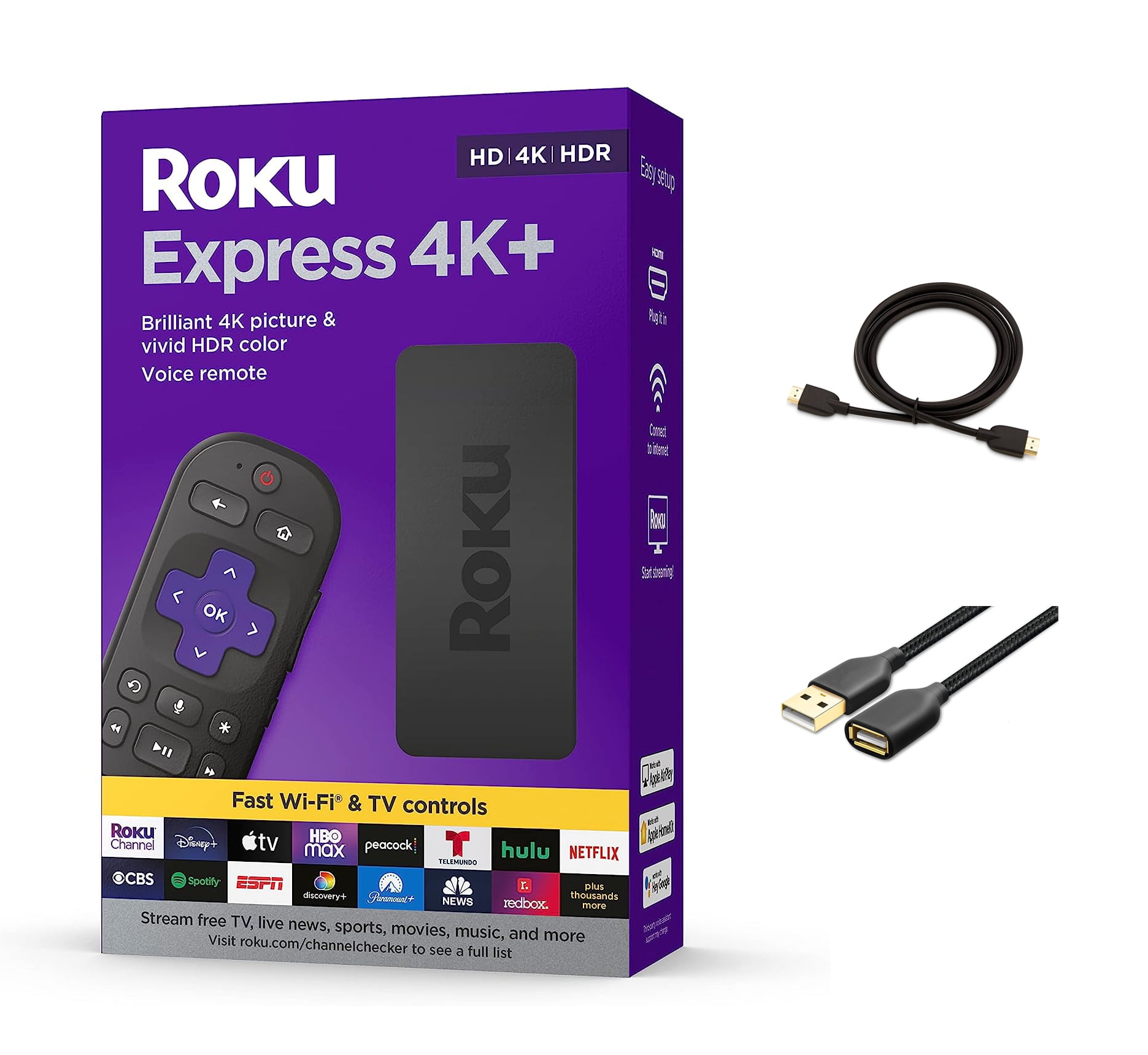 Roku, Streaming Player, Express 4K+ with Voice Remote, Black - Walmart.com
