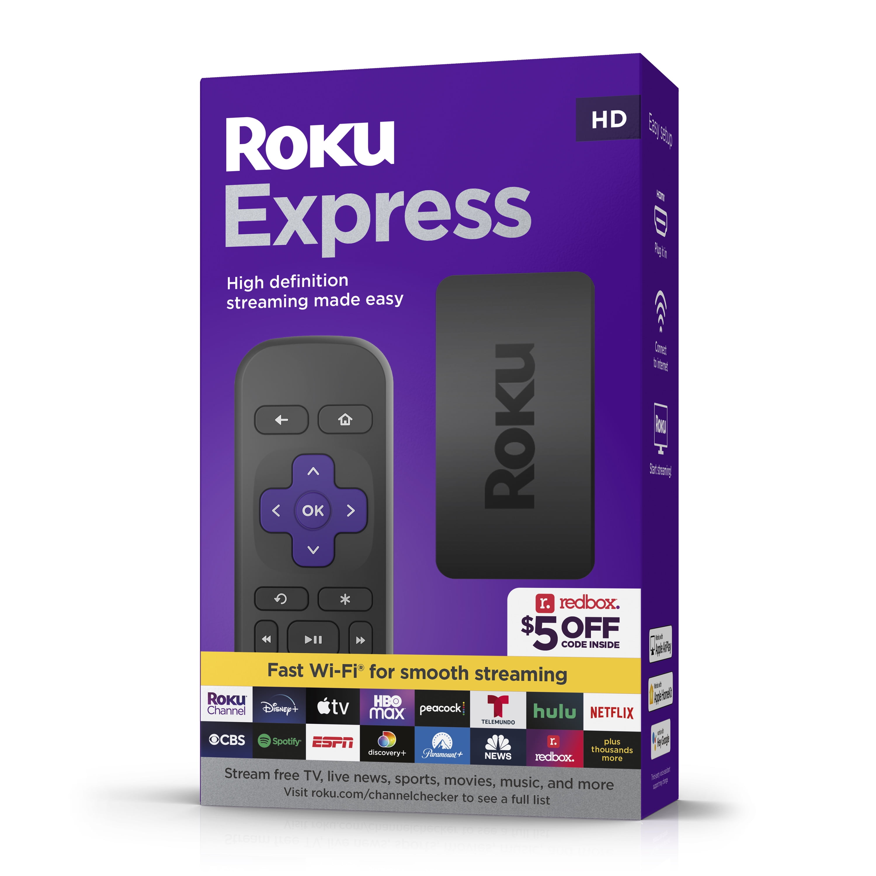 ROKU STREAMING EXPRESS - 1080P - PUERTO HDMI PARA CONVERTIR TV NORMAL EN  SMART TV, CONTROL REMOTO. 