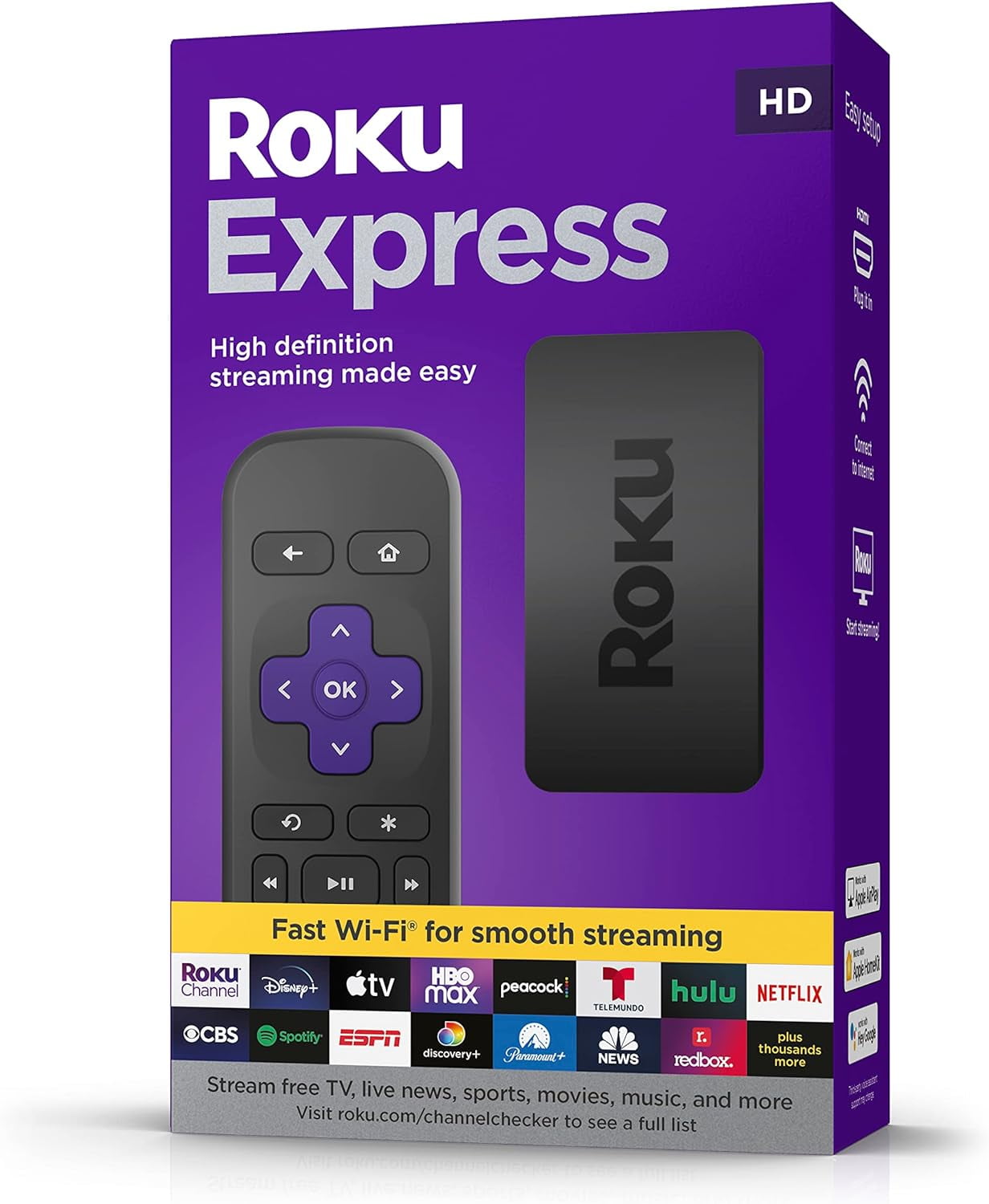roku Roku Express, HD Streaming Device, Simple Remote, Free Live TV