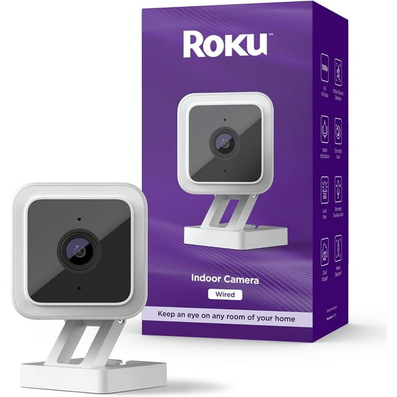 Roku Indoor Camera SE Wired, 1-Pack - 1080p HD Night Vision, Two-Way Audio