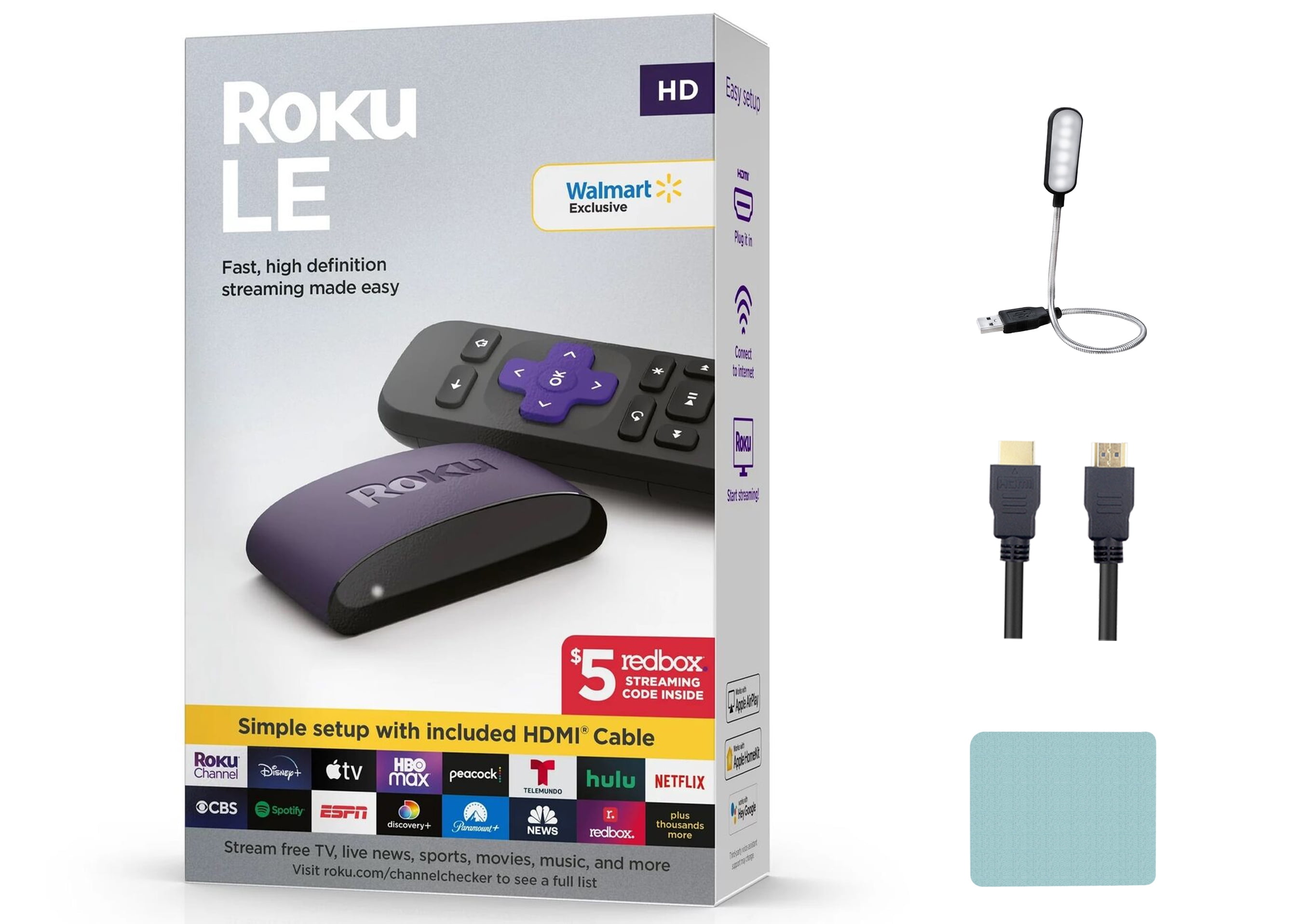Roku LE HD Streaming Media Player Wi-Fi® Enabled with High Speed HDMI ®  Cable and Simple Remote