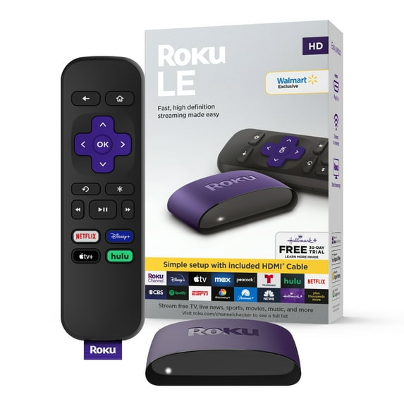 Roku LE HD Streaming Media Player with High Speed HDMI ® Cable and Simple Remote