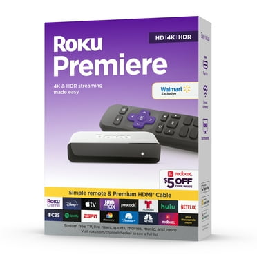 Roku Premiere | 4K/HDR Streaming Media Player Wi-Fi® Enabled with Premium High Speed HDMI® Cable and Standard Remote
