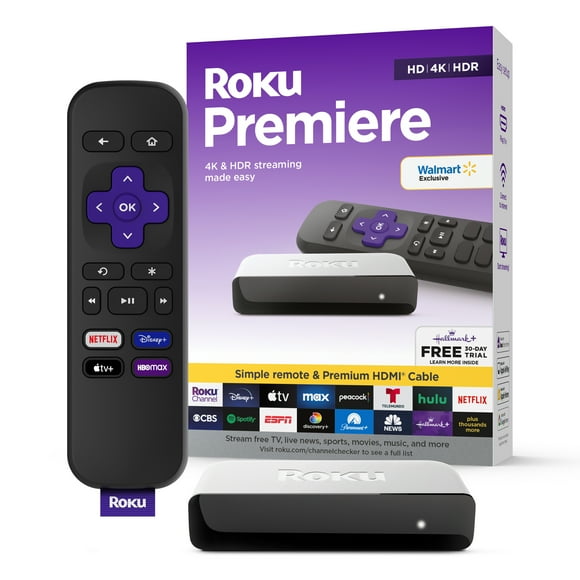 Roku Premiere | 4K/HDR Streaming Media Player Wi-Fi Enabled with Premium High Speed HDMI Cable and Standard Remote