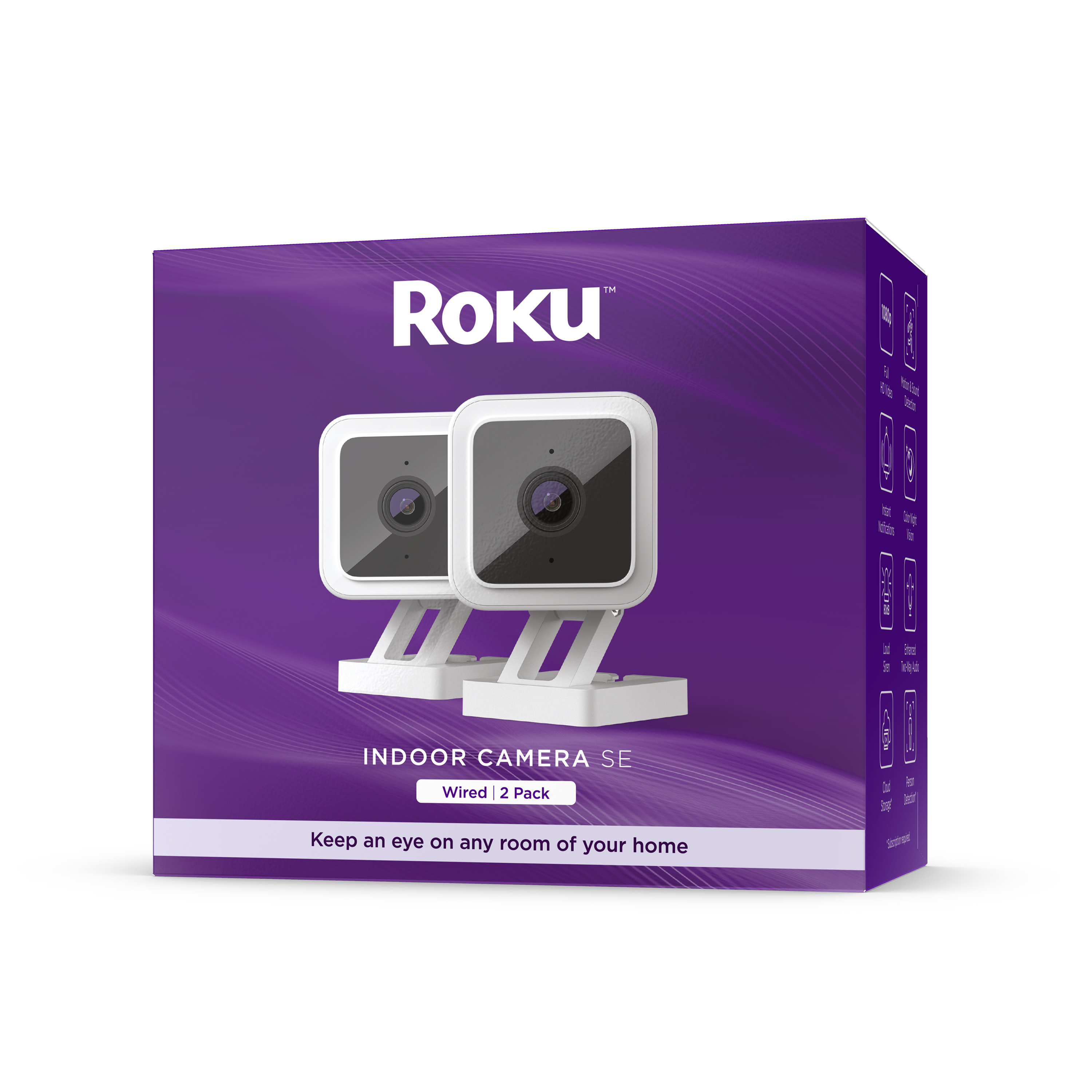 Roku Smart Home Indoor Camera SE (2-Pack) Wi-Fi-Connected - Wired Security Surveillance Camera with Motion & Sound Detection - image 1 of 9