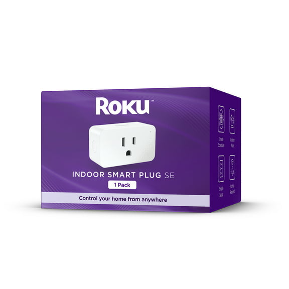 Roku Smart Home Indoor Smart Plug SE with Custom Scheduling, Remote Power, and Voice Control - up to 15 Amps