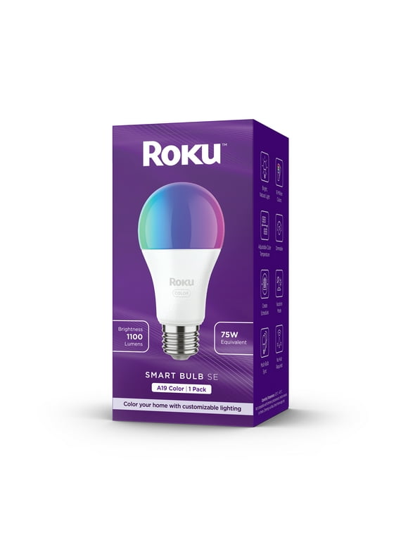 Roku Smart Home Smart Bulb SE (Color) with 16 Million Color Options, 12 Watts - Screw Base