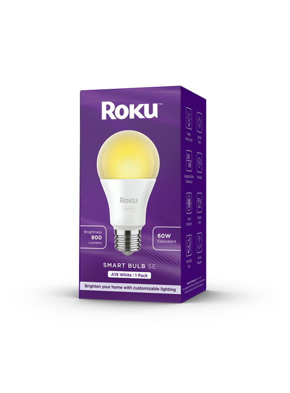 Roku Smart Home Smart Bulb SE (White) 1-Pack with Adjustable Brightness and Temperature, 9.5 Watts - Screw Base