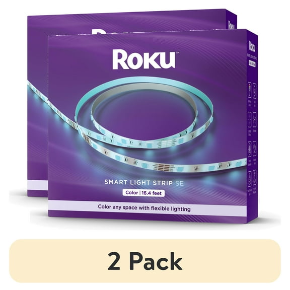 (2 pack) Roku Smart Home Smart Light Strip SE 16.4 Foot with 16 Million Color Options, White Light Option, and Custom Presets - Indoor