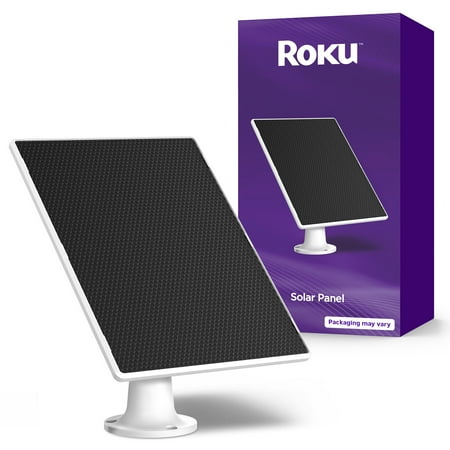 Roku - Solar Panel USB-C 2025 for Battery Camera & Battery Plus Only – DIY Install, IP65 Weather Resistant, 360° Swivel Mount - White