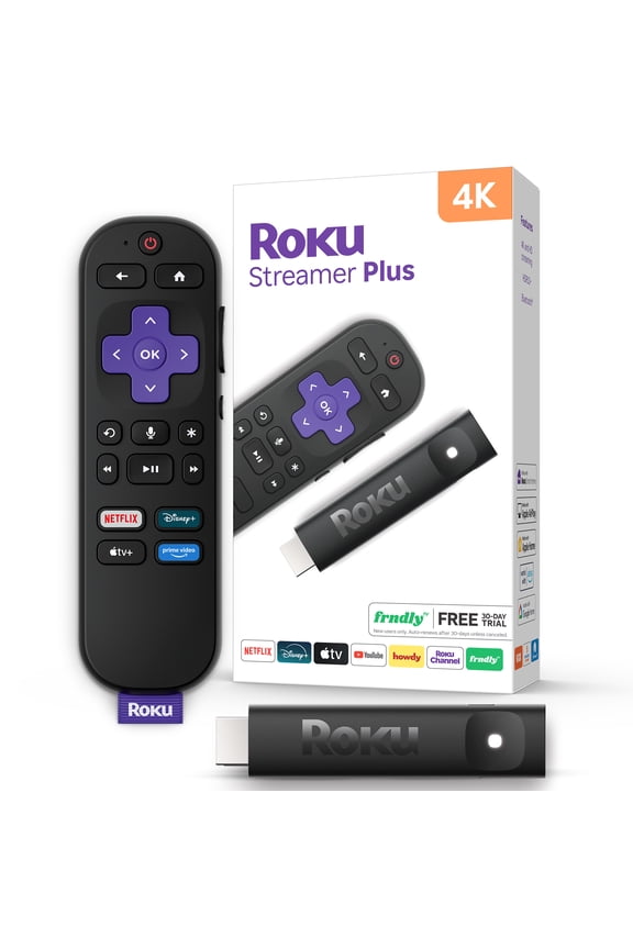 Streamer Plus - 4K & HDR Roku Streaming Device for TV with Voice Remote - Free & Live TV