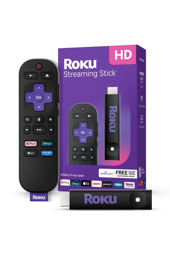 Streaming Stick HD - HD Roku Streaming Device for TV with Voice Remote - Free & Live TV