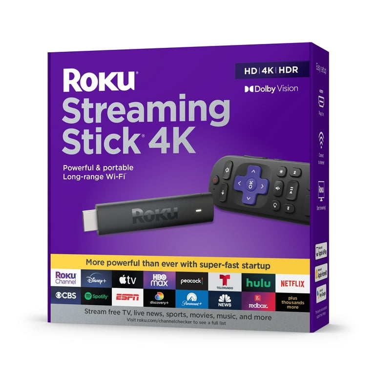 Roku 4K Streaming Stick | Premium Media Player with HDR/Dolby Vision, Voice Remote & Long-Range Wi-Fi - Walmart.com