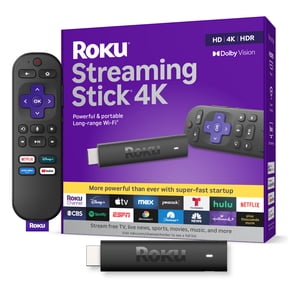 Roku Streaming Stick 4K - HDR & Dolby Vision Roku Streaming Device for TV with Voice Remote & Long-Range Wi-Fi - Free & Live TV