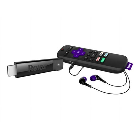 Roku - Streaming Stick+ 4K Headphone Edition with Voice Remote with TV Power and Volume Streaming Media Player - Black