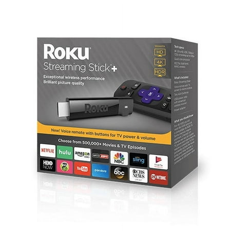 Roku - Streaming Stick+ 4K Streaming Device with Roku Voice Remote and TV Controls - Black