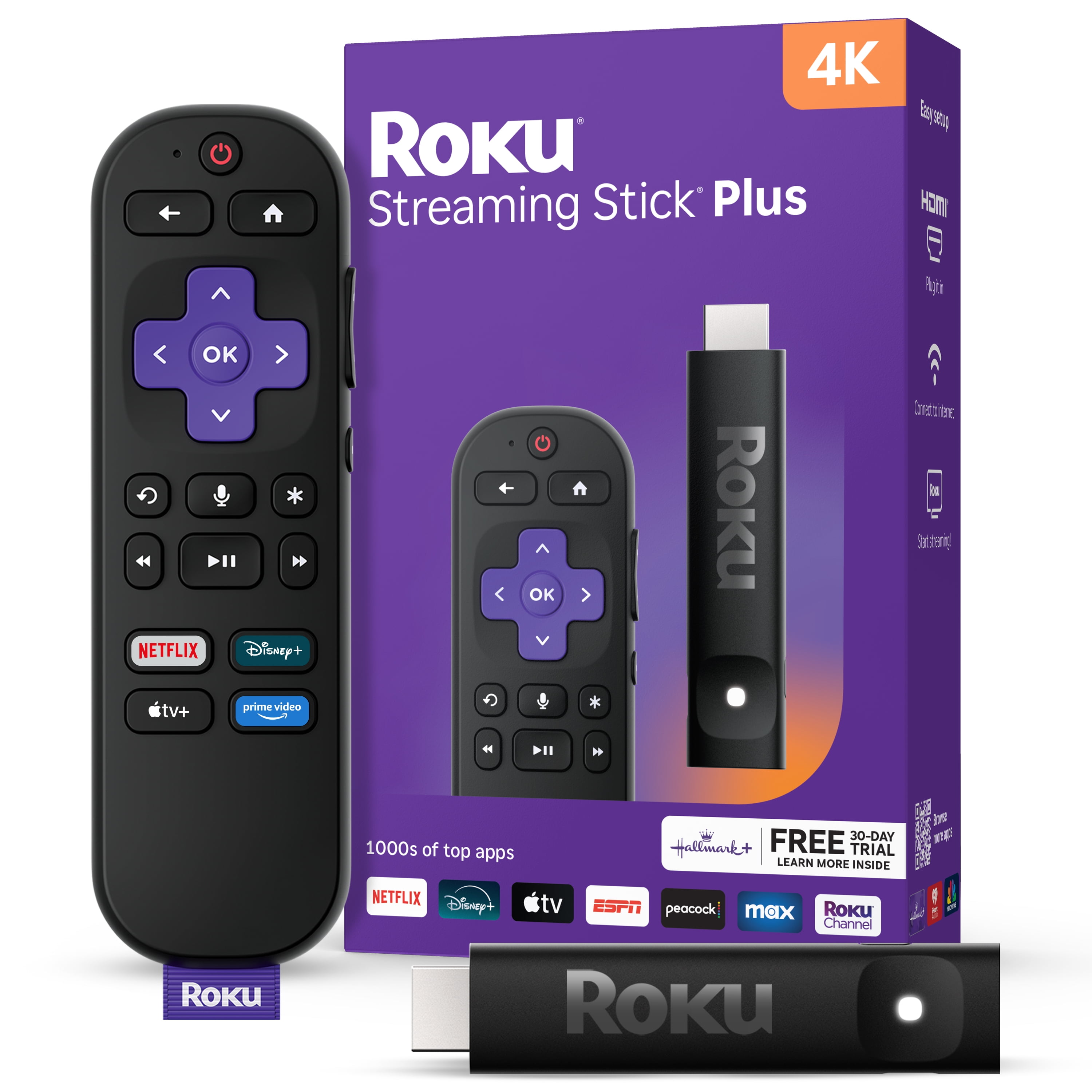 Roku Streaming Stick Plus 2025 - 4K & HDR Roku Streaming Device for TV ...