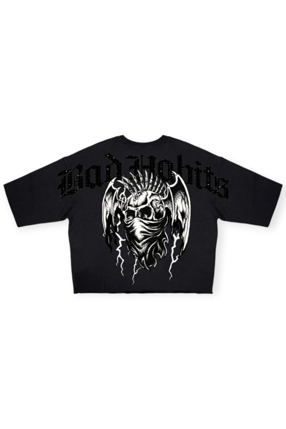 Men Bad Habits Cropped Crew VIP (Black)