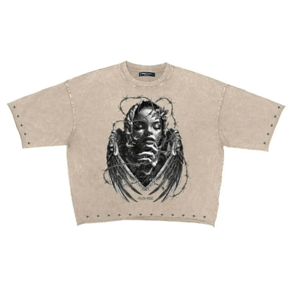 Roku Studio Men Enzyme Wash Fallen Angel Cropped Tee (Washed Warm Slat)