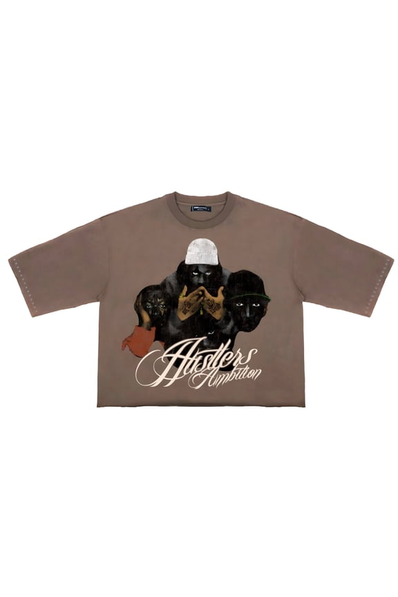 Men No Limit Cropped Drop Shoulder Tee (Dark Taupe)