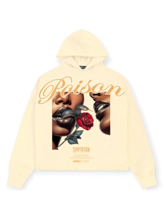 Men Poison Cropped Drop Shoulder Hoodie (Eggshell)