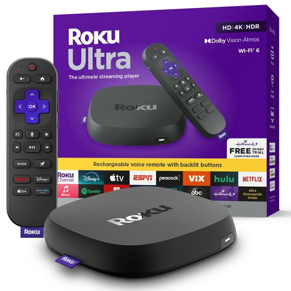 Roku Ultra 2024 | 4K/HDR10+/Dolby Vision & Atmos Streaming Device - Rechargeable Backlit Voice Remote  Free & Live TV