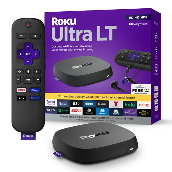 Roku Ultra LT Streaming Device 4K/HDR/Dolby Vision/Dual-Band Wi-Fi with Roku Voice Remote and HDMI Cable