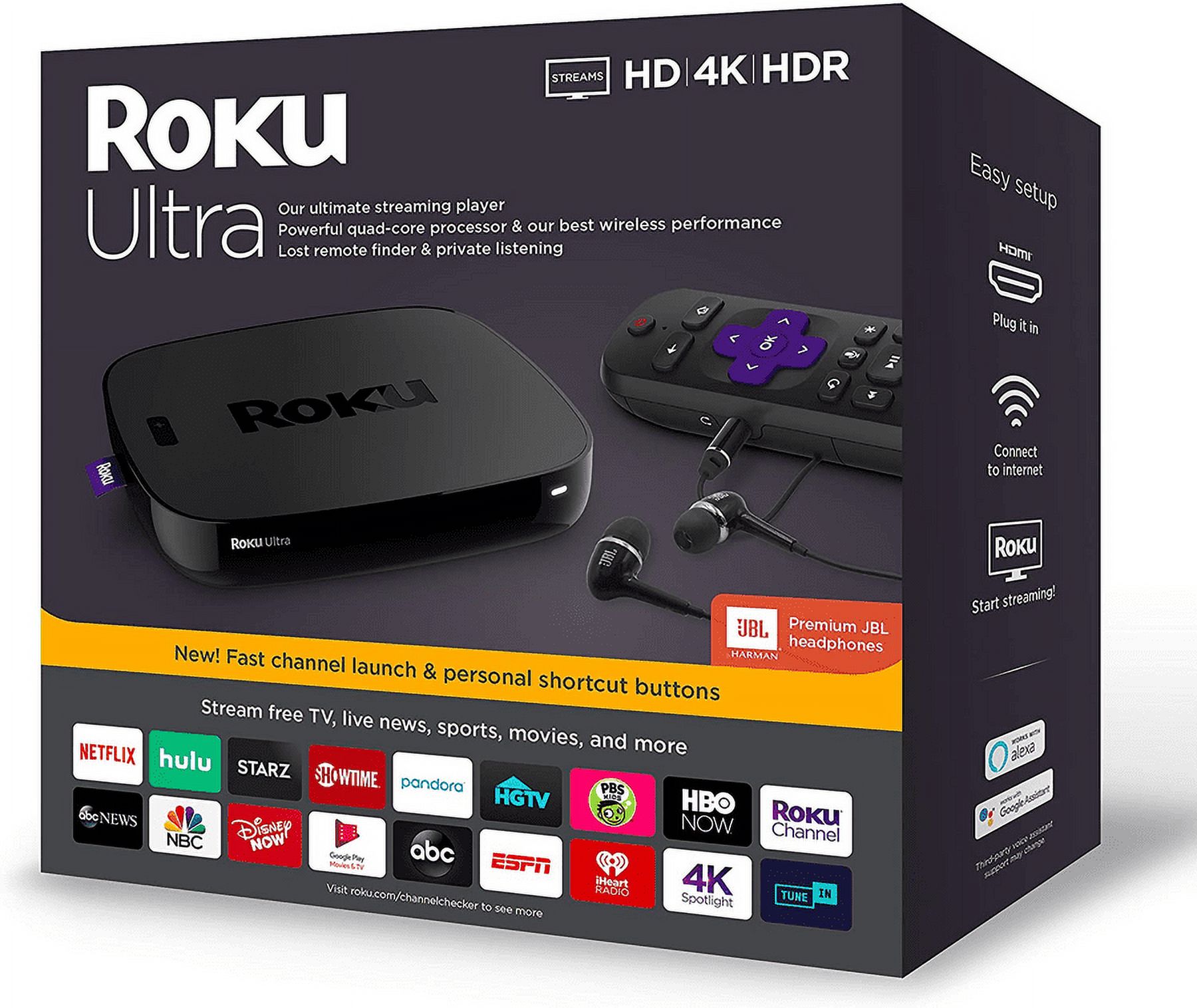 Roku Ultra Streaming Media Player 4K/HD/HDR with Premium JBL Headphones 2019 - image 1 of 7