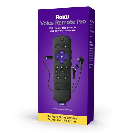 Roku Voice Remote Pro | Rechargeable voice remote with TV controls, lost remote finder, private listening, hands-free voice controls, and shortcut buttons for Roku players, Roku TV, & Roku audio