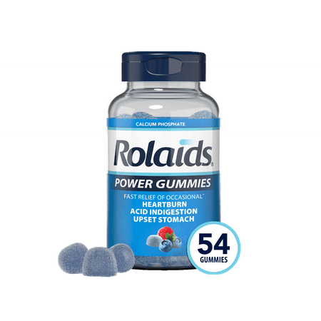 Rolaids Antacid Gummies, Acid Indigestion and Heartburn Medicine, Berry, 54 Count