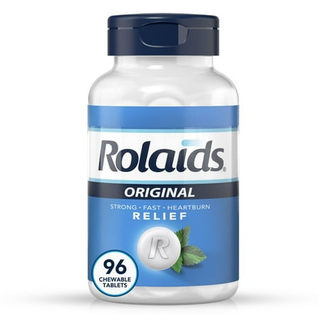 Rolaids Original Strength Antacid, 96 Chewable Tablets, Mint Flavor, Original Strength Heartburn Relief