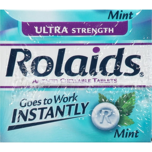Rolaids R10034 Ultra Strength Antacid Chewable Tablets, Mint, 10/Roll, 12 Roll/Box