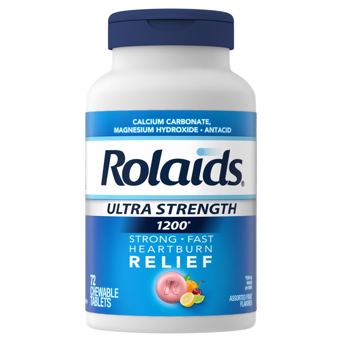 Rolaids Ultra Strength Chewable Antacid Tablets for Acid Indigestion and Heartburn, Fruit, 72 Count