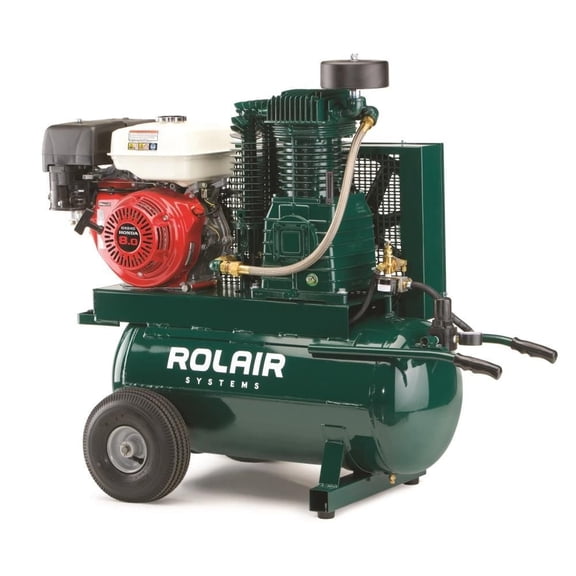 Rolair 8230HK30-0001 Cast Iron Green 9 HP 90 PSI 2-Stage Oil-Lubricated Air Compressor 20 gal