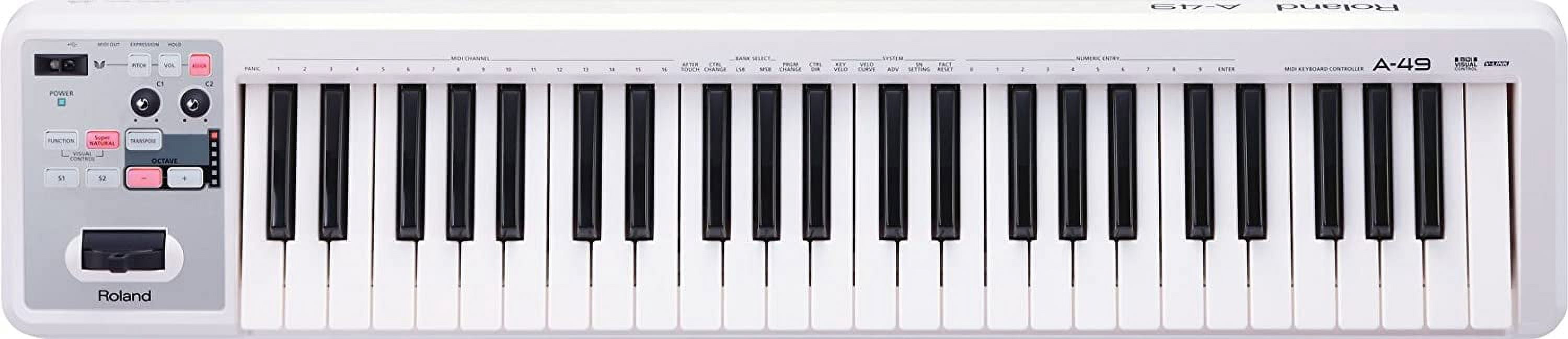 Roland A-49 Lightweight 49-Key MIDI Keyboard Controller, White