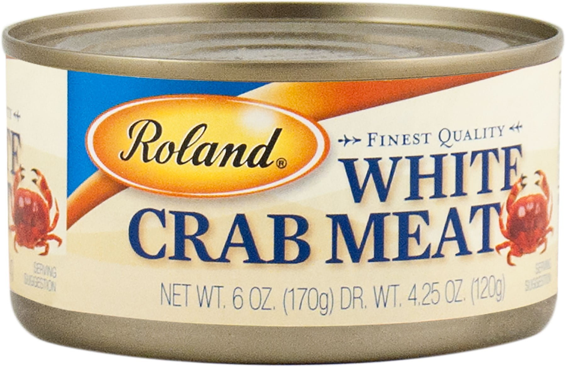 Roland Choice Quality White Crab Meat, Imported Seafood, 6 Oz Can