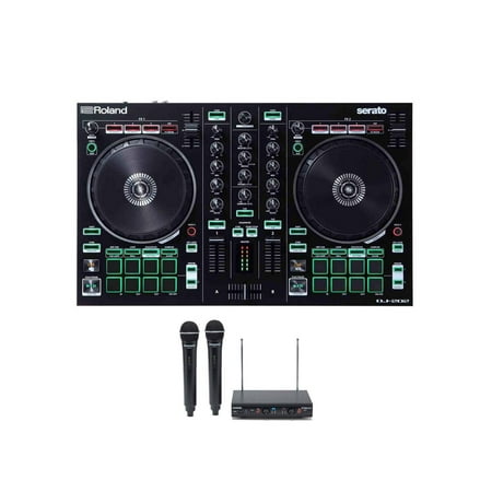 Roland DJ-202 DJ Controller with Stage 212 Dual Performer Wireless System
