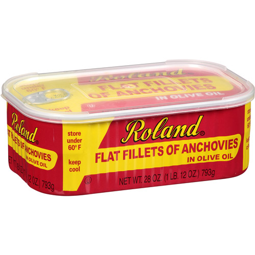 Roland Flat Fillets of Anchovies in Olive Oil, 28 oz, (Pack of 12