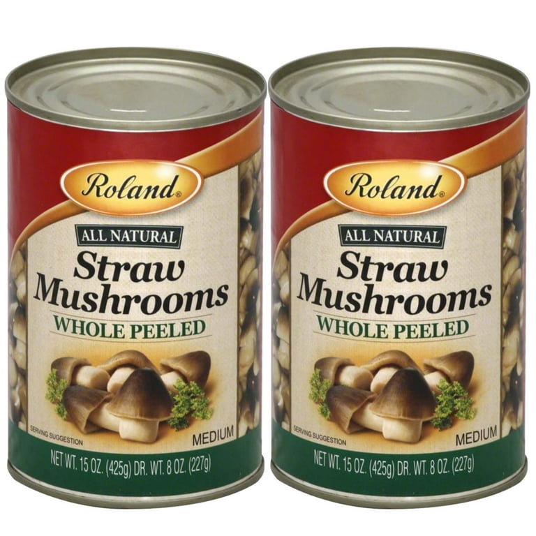 Roland Foods Canned Peeled Straw Mushrooms, 15 Ounce Can, Pack of 8