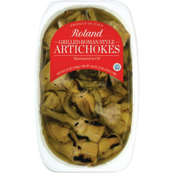 Roland Foods Grilled Roman Style Artichoke KKS1Hearts Marinated in Oil, Specialty Imported Food, 67 Ounce, Pack of 1