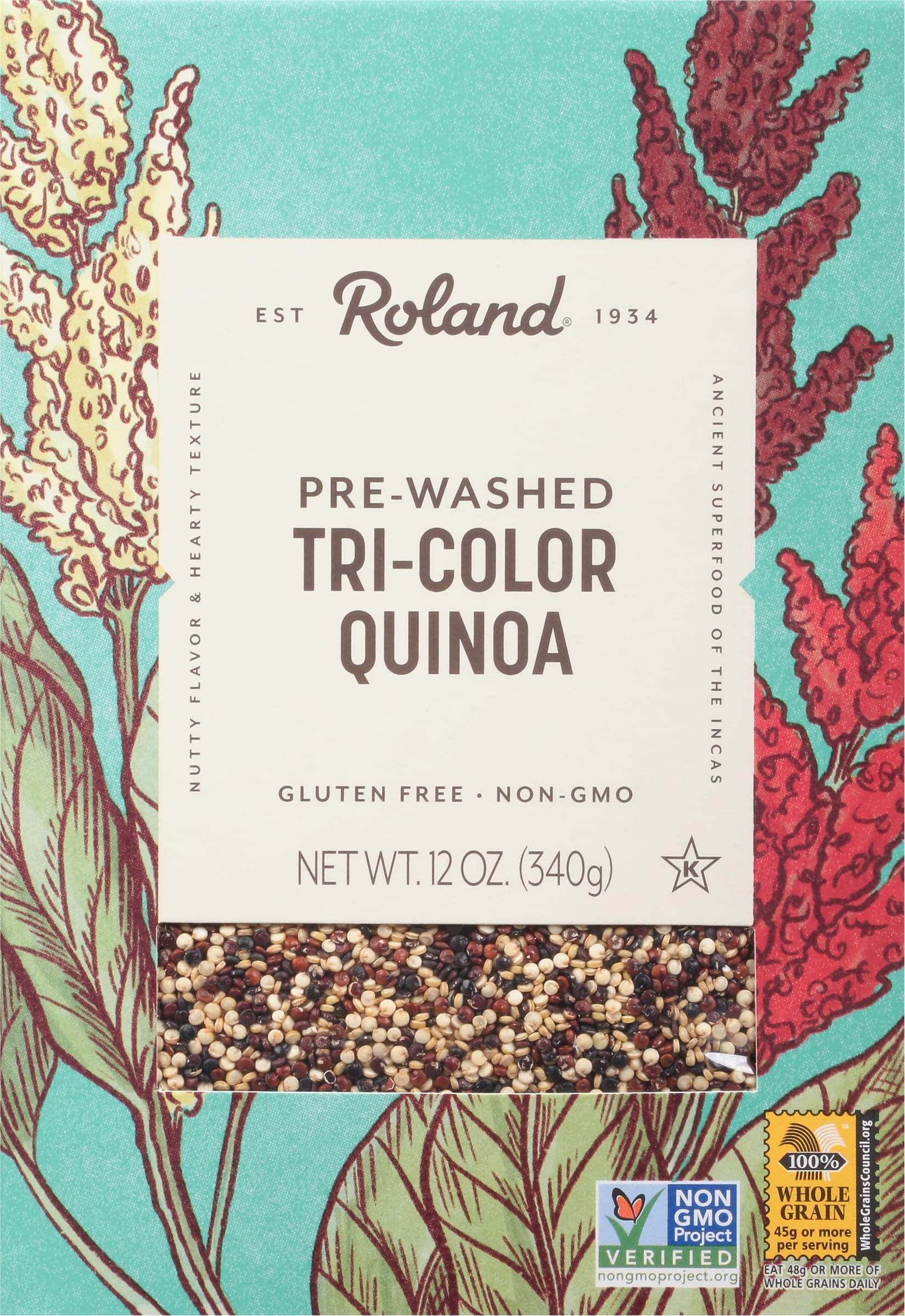 Roland Foods Organic TriColor Quinoa, Prewashed, All Natural, Gluten
