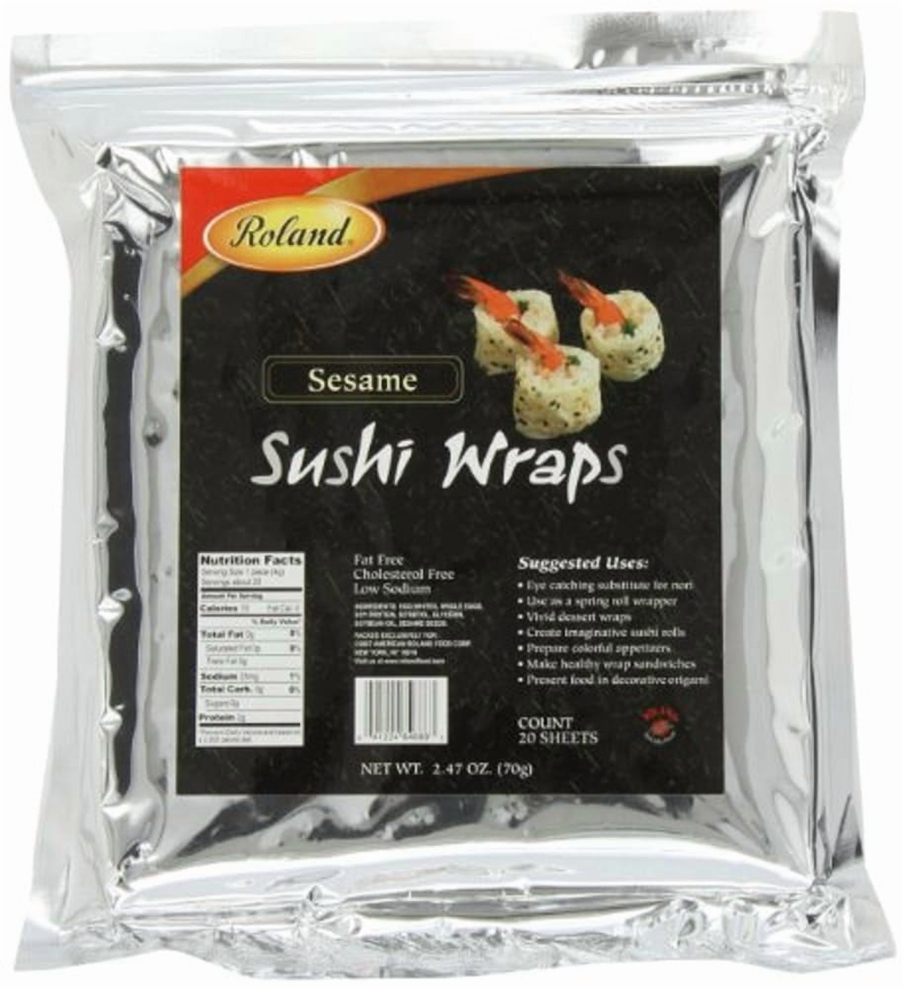 Roland Foods Sesame Sushi DEF29 Wrap, Sourced in the USA, 20-Count ...