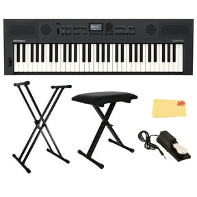 Roland GO:KEYS 5 Graphite Music Creation Keyboard Bundle with Adjustable Stand, X-Style Keyboard Bench, Sustain Pedal, Online Piano Lessons, and Austin Bazaar Polishing Cloth