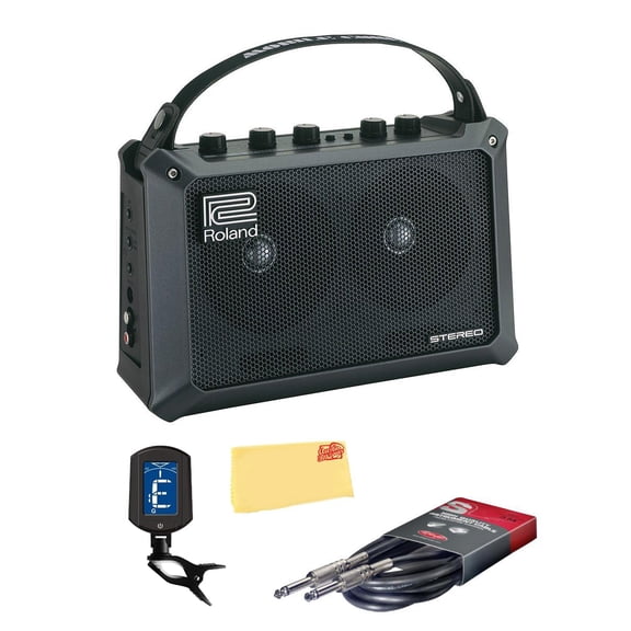 Roland Mobile Cube Battery-Powered Stereo Amp Bundle with Tuner, Instrument Cable, and Austin Bazaar Polishing Cloth