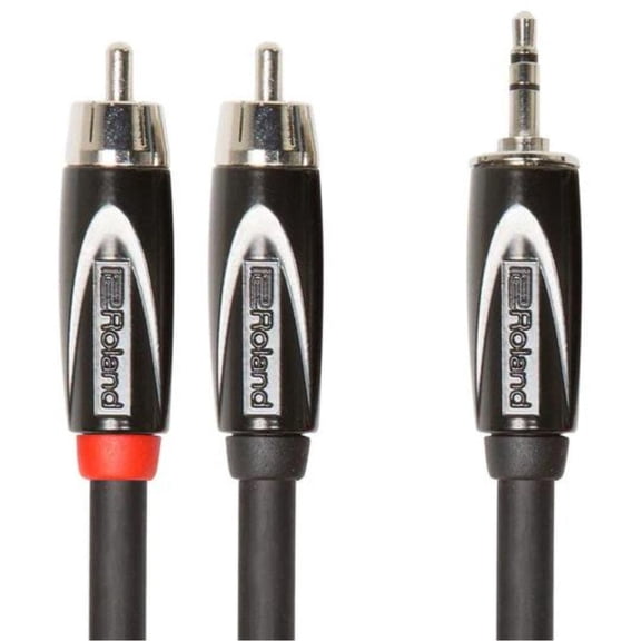 Roland RCC-352R Black Series Interconnect Splitter, Stereo Mini to Dual RCA 5ft