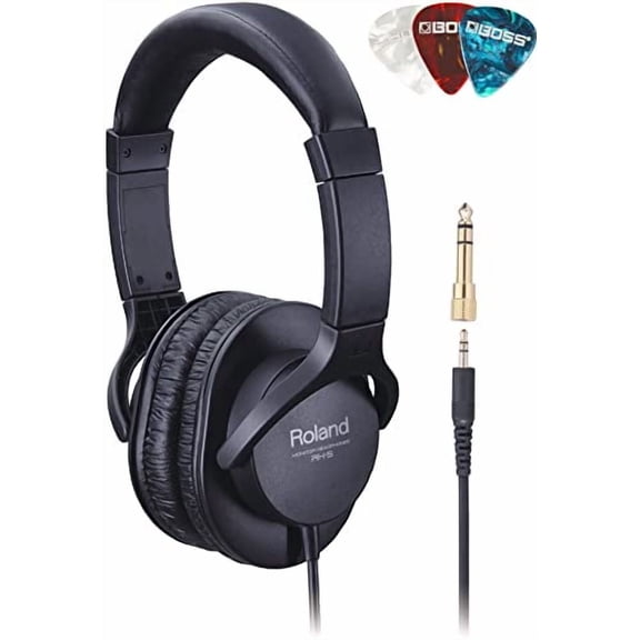 Roland RH-5 Closed-Type Stereo Headphones Bundle with Guitar Picks
